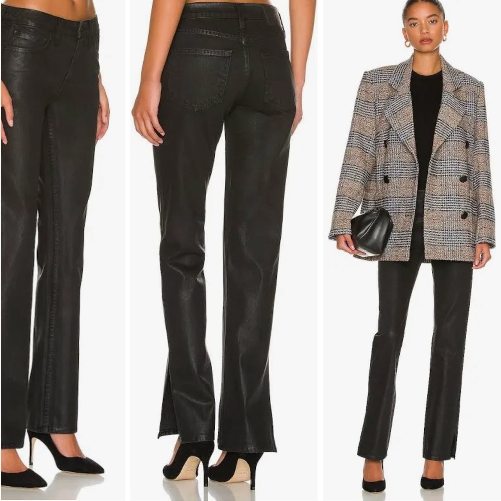 GRLFRND Hailey Coated Black Low-Rise Straight Leg Jeans